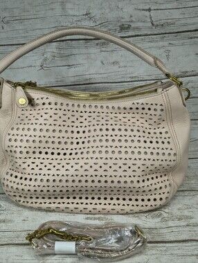 J. Crew Biennial laser-cut leather convertible hobo bag Light Pink